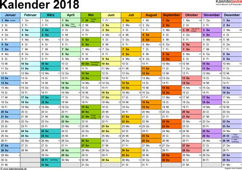 Kalender 2018 zum Ausdrucken als PDF (16 Vorlagen, kostenlos).